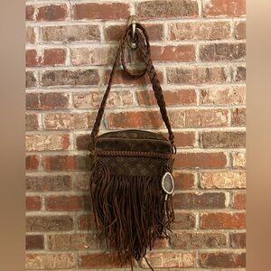 Vintage Boho repurposed 100 % authentic LV bag w/ dust bag & removable charm